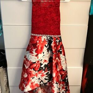 Elegant Red Floral Kids Dress